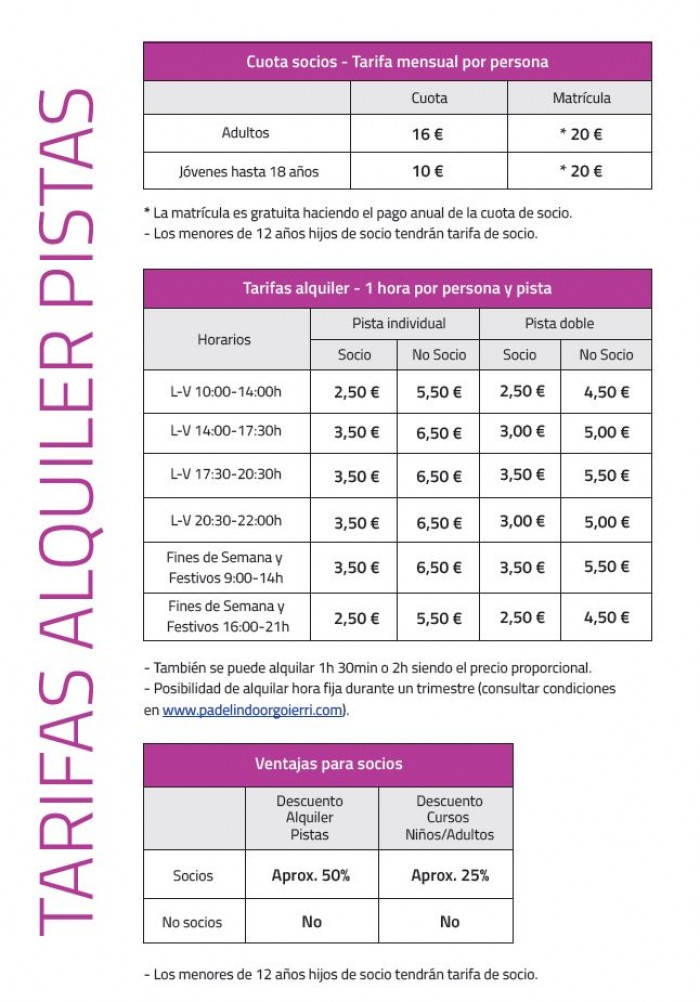 Nuevas Tarifas de Alquiler 2015